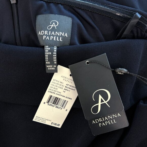 Adrianna Papell Off-Shoulder Navy Maxi Dress - Picture 6 of 6